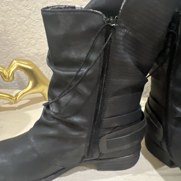 JELLYPOP Hailey KETO MOTO BLACK MOTORCYCLE Hailey MIDCALF BIKER BOOTS 9.5M Women - Picture 13 of 14